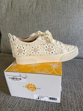 Yellow Box Cream Crochet Sneakers